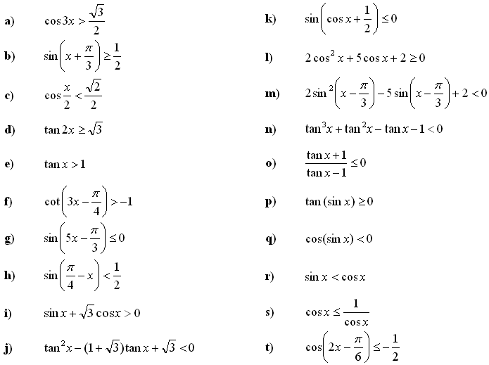 Trigonometric equations and inequalities - Exercise 3
